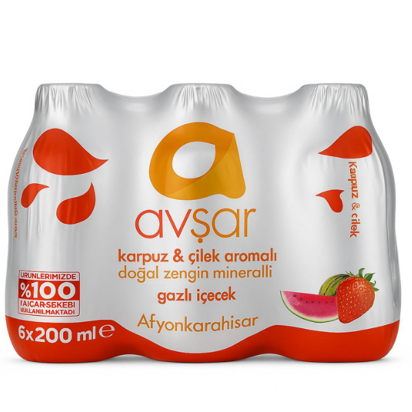 Avşar Karpuz Çilek Aromalı Gazlı İçecek 6x200ml