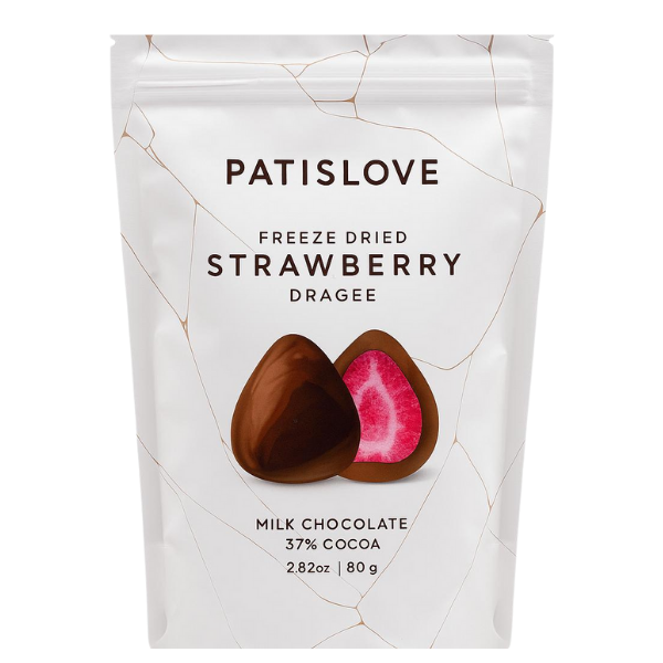 Patislove Çilekli Draje Sütlü Çikolatalı %37 Kakaolu 80gr