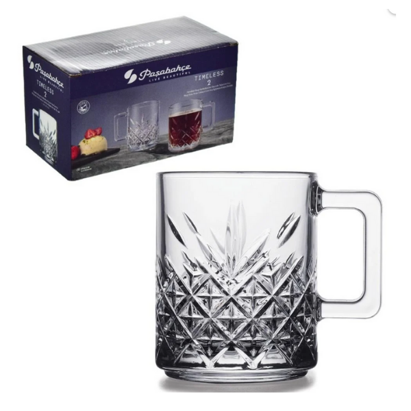 Paşabahçe 2'li Timeless Kulplu Çay ve Nescafe Fincanı Kupası