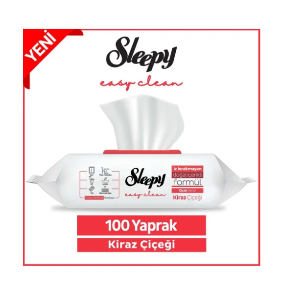 Sleepy Easy Clean Kiraz Çiçeği Yüzey Temizlik Havlusu&Mendili 100 Yaprak