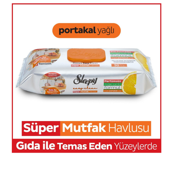 Sleepy Easy Clean Süper Yüzey Temizlik Mutfak Havlusu&mendili Portakal Yağlı 50 Yaprak