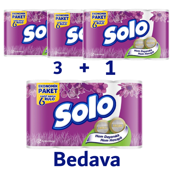 Solo Akıllı Seçim Kağıt Havlu 6'li 3 Alana + 1 Bedava