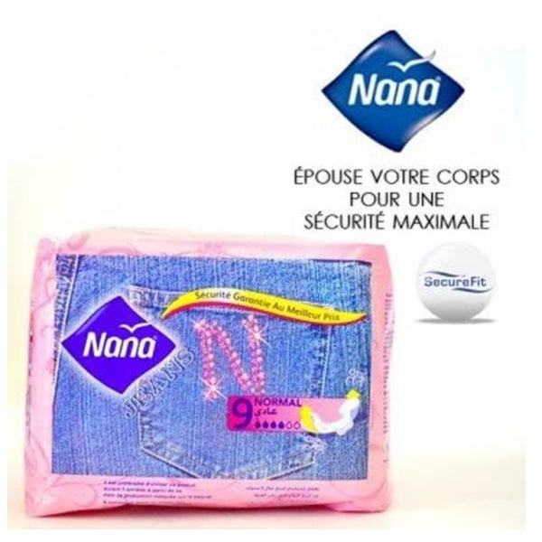Nana Hijyenik Ped Serviettes Hygiéniques - Jeans Flux Normal Paquet 9